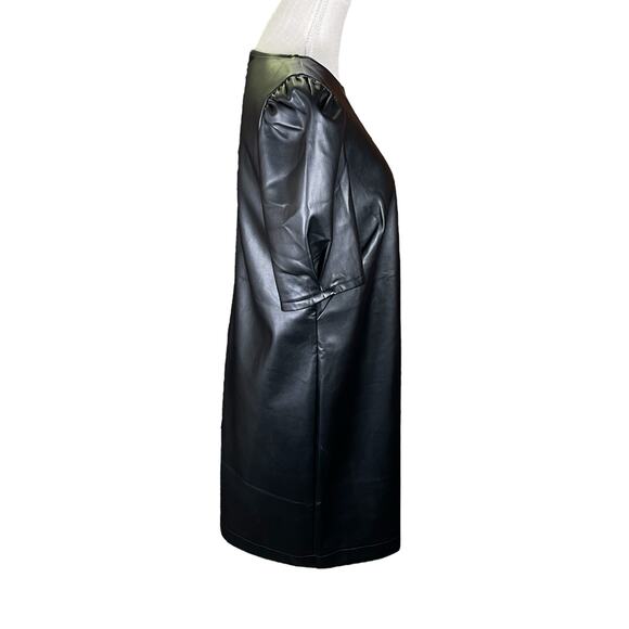NWT LOFT Women's 12 Faux Leather Shift Dress Black Office Siren Career Edgy Work - Picture 5 of 11